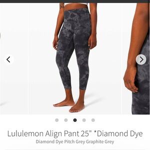 Lululemon Athletica Align Pant 25” Diamond Dye Pitch Size 10